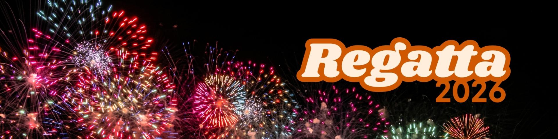 Banner image of fireworks and decorative text saying Regatta 2026