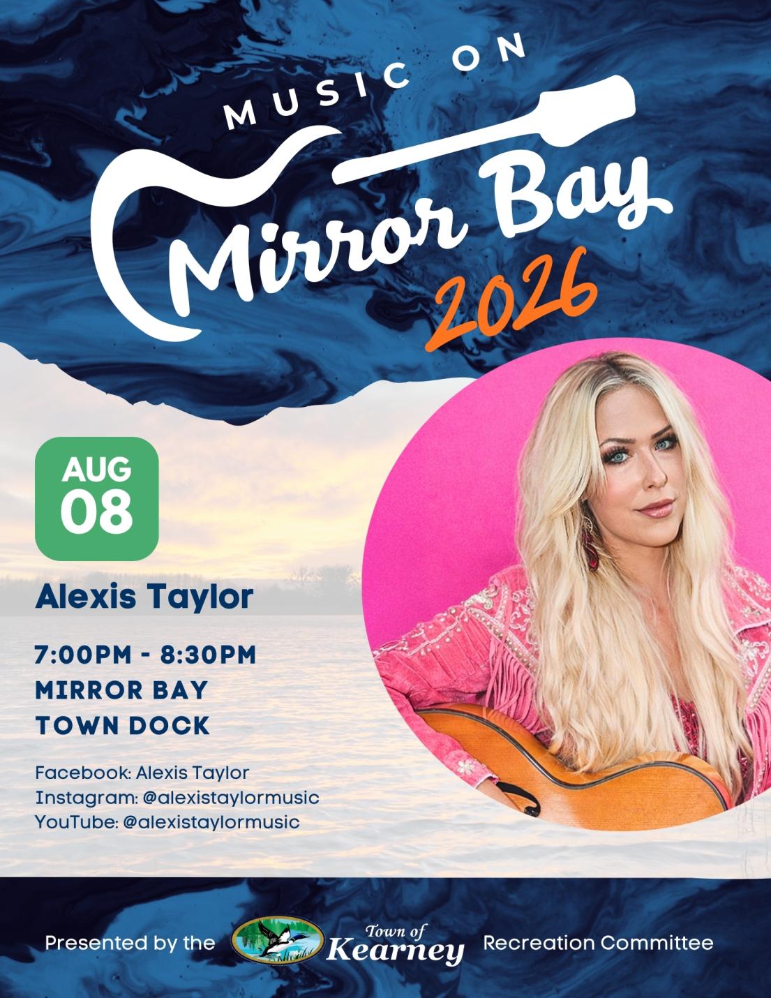 Poster with details about Music on Mirror Bay