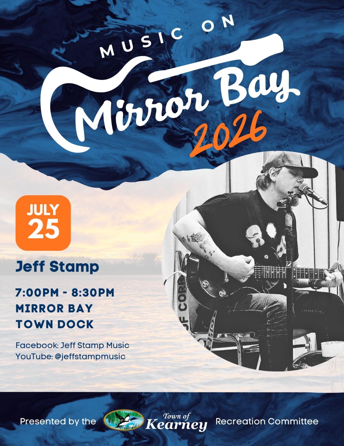 Poster with details about Music on Mirror Bay