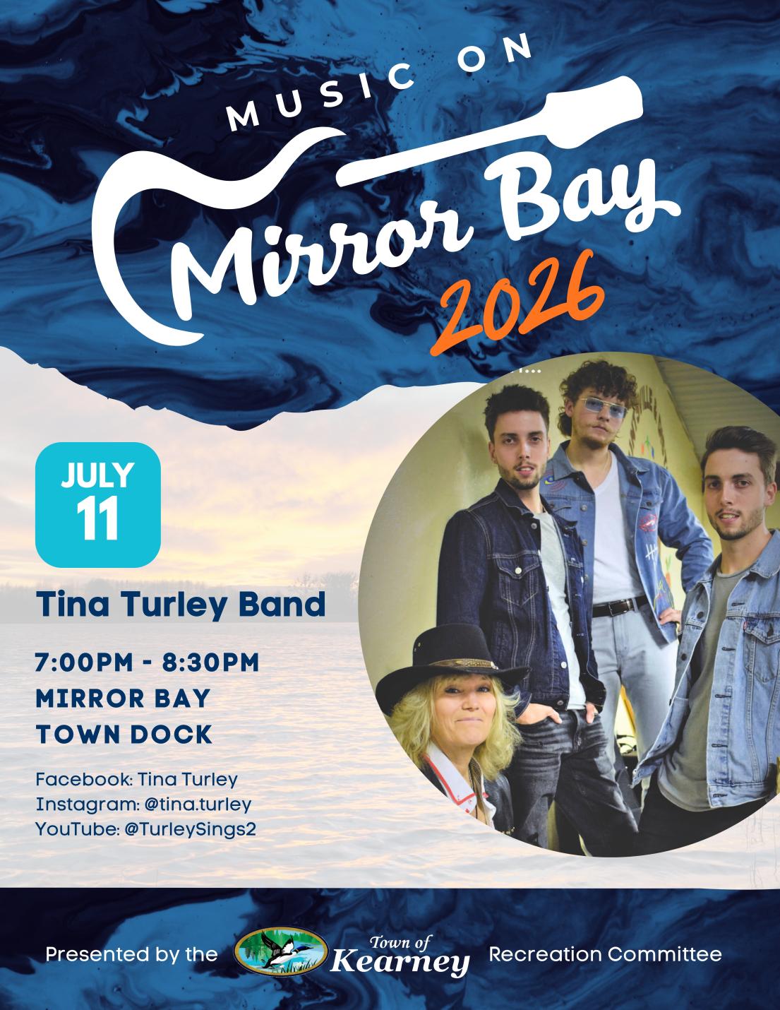 Poster with details about Music on Mirror Bay