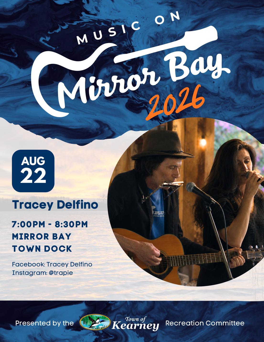 Poster with details about Music on Mirror Bay