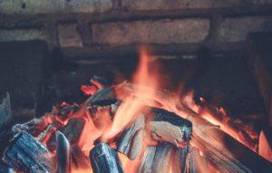 Logs set ablaze.