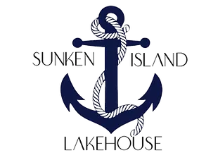 Logo for Sunken Island Lakehouse. The logo consists of an anchor with rope draping it with the words "Sunken Island Lakehouse" around it.