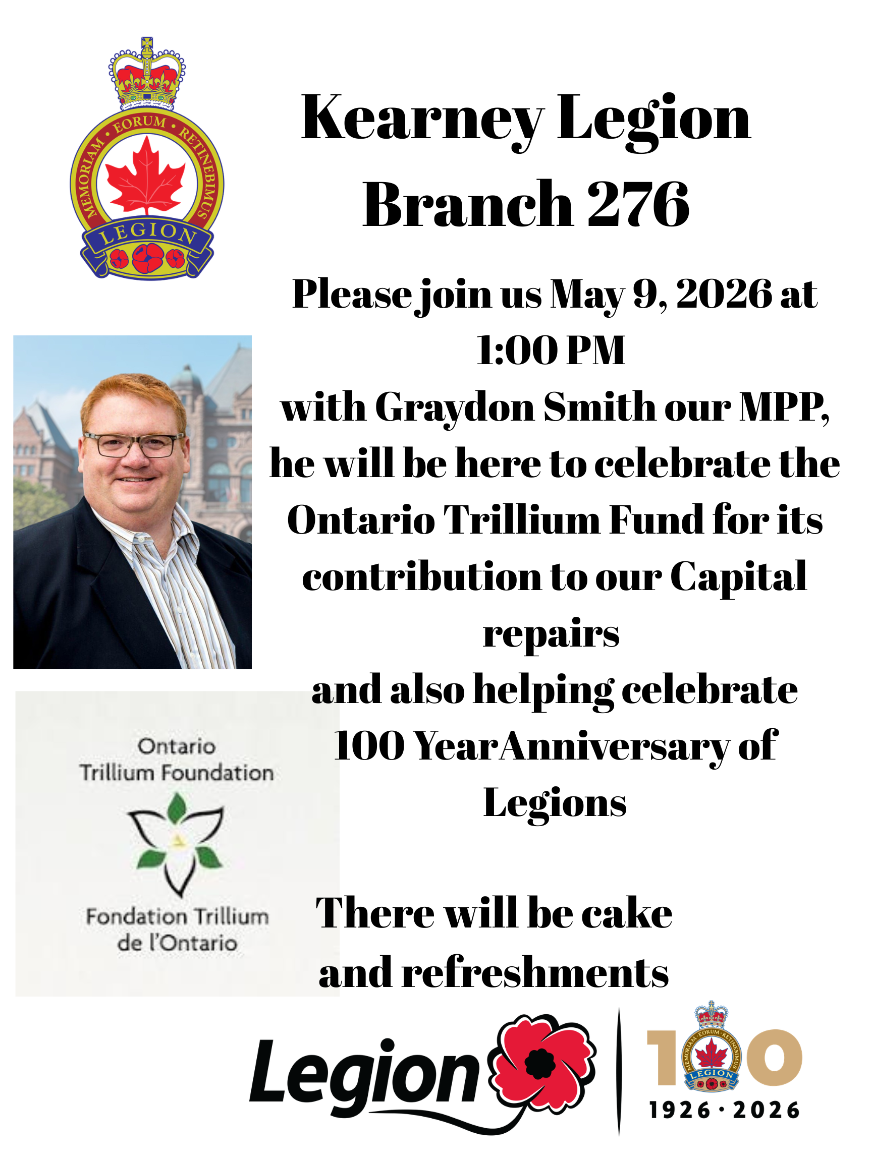 Graydon Smith Celebrating Ontario Trillium Fund - Legion