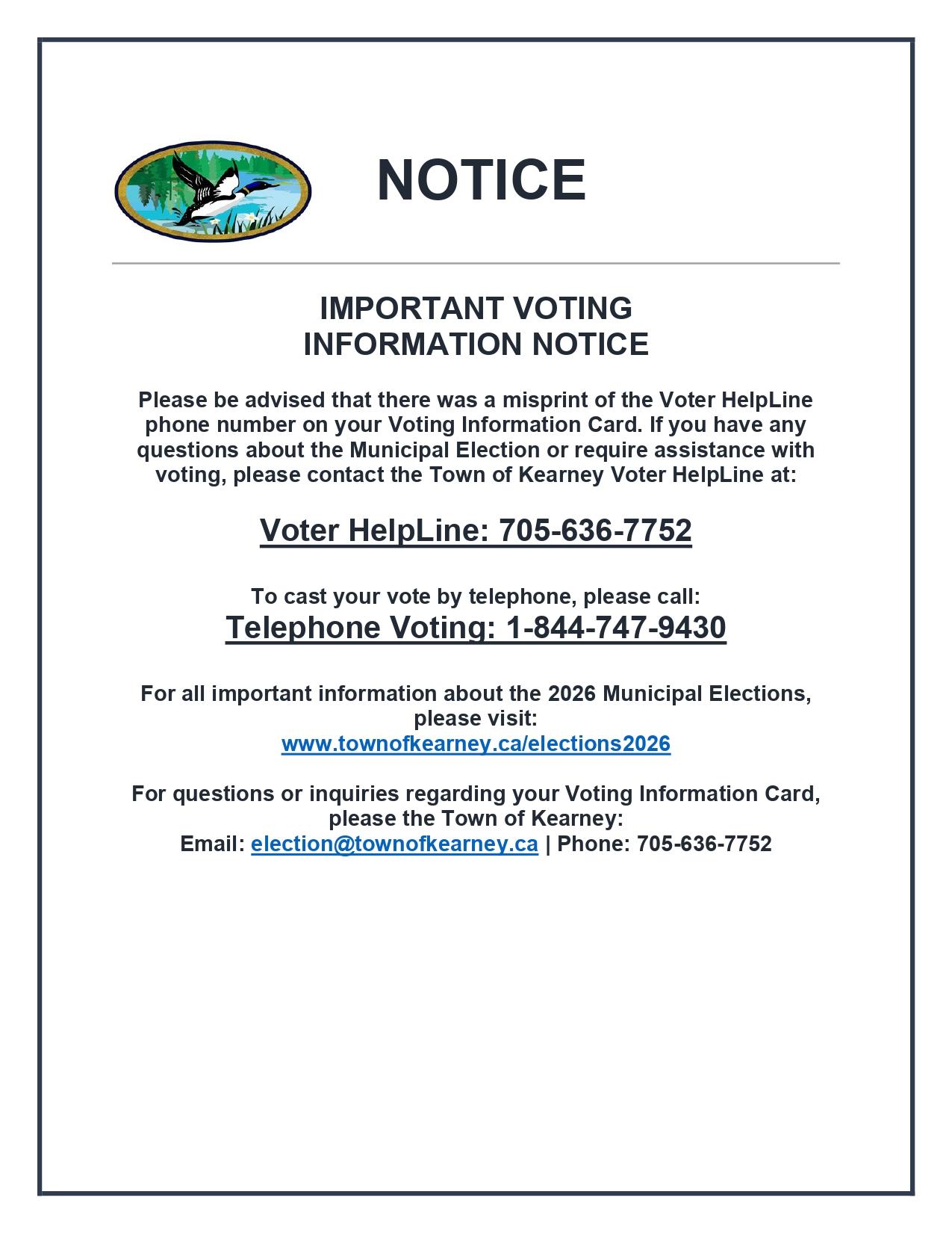 IMPORTANT VOTING INFORMATION NOTICE